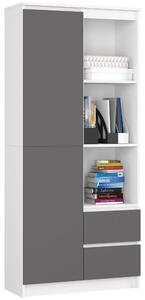 Ak furniture Knihovna R 80 cm CLP R11 bílá/grafitová
