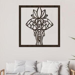 Dřevěný obraz HINDU SLON | Rozměry (cm): 40x40 | Zvolte barvu dekoru: Wenge