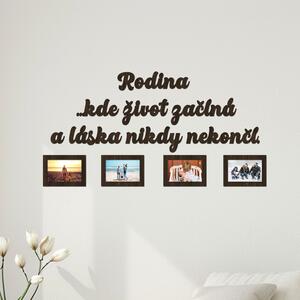 Dřevěný fotorámeček Rodina kde života začíná Zvolte barvu dekoru: Wenge | Rozměry (cm)grafie: 9x13