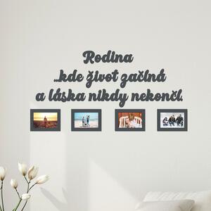 Dřevěný fotorámeček Rodina kde života začíná Zvolte barvu dekoru: Antracitová | Rozměry (cm)grafie: 10x15