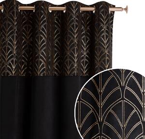 Dekorační vzorovaný velvet závěs s kroužky BLISSY černá 140x250 cm (cena za 1 kus) MyBestHome