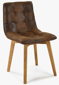 Dubová židle - hnědá imitace kůže, Leonardo