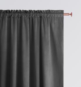 Room99 Hotový závěs na pásce CHARMY Jednobarevný Velurový Zatemňovací Barva: Tmavě šedá, Velikost: 140 x 280 cm