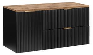 Comad Koupelnová skříňka pod deskové umyvadlo s košem na prádlo Adel Black SET-ADB B WOTAN LB 120 černá/dub wotan