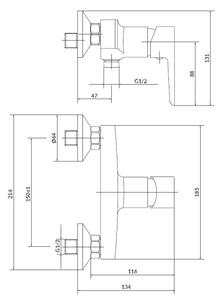 Cersanit S952-004-Sprchová sada s baterií +umyvadlová baterie MILLE lesklý chrom