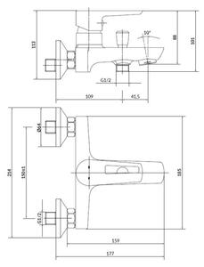 Cersanit S952-003 -Vanová sada s baterií + umyvadlová baterie MILLE lesklý chrom