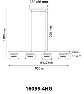 Globo 16055-4HG - LED Lustr na lanku HIGGINS 4xGX53/6W/230V kouřová/hnědá