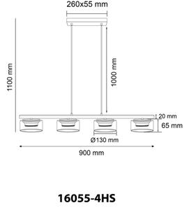 Globo 16055-4HS - LED Lustr na lanku HIGGINS 4xGX53/6W/230V kouřová/černá