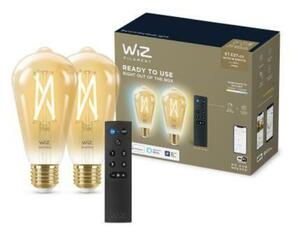 WiZ SET 2x LED žárovka E27 ST64 Filmant amber 6,7W (50W) 640lm 2000-5000K IP20, stmívatelné +ovladač