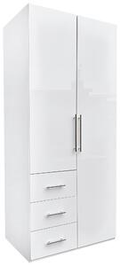 ŠATNÍ SKŘÍŇ, bílá, vysoce lesklá bílá, 98/219/59 cm Carryhome - Šatní skříně, Online Only