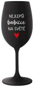 NEJLEPŠÍ BABIČKA NA SVĚTĚ - černá sklenice na víno 350 ml