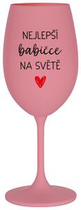 NEJLEPŠÍ BABIČKA NA SVĚTĚ - růžová sklenice na víno 350 ml
