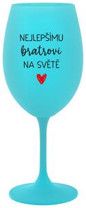 NEJLEPŠÍMU BRATROVI NA SVĚTĚ - tyrkysová vtipná sklenice na víno 350 ml