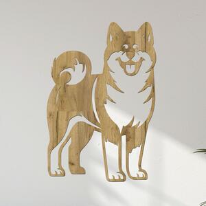 Dřevěný obraz psa AKITA INU | Rozměry (cm): 27x40 | Zvolte barvu dekoru: Dub zlatý