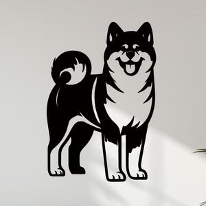 Dřevěný obraz psa AKITA INU | Rozměry (cm): 27x40 | Zvolte barvu dekoru: Černá