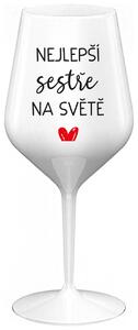 NEJLEPŠÍ SESTŘE NA SVĚTĚ - bílá nerozbitná sklenička na víno 470 ml