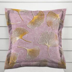 Biante Sametový povlak na polštář s lemem Tamara TMR-001 Ginkgo lístky na starorůžovém 50 x 60 cm