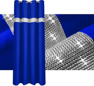 Dekorační závěs se zirkony s kruhy GLORY 250 modrá 140x250 cm (cena za 1 kus) MyBestHome