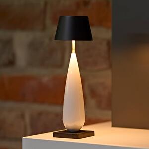 Sigor LED stolní lampa na baterie Thala, bílá/černá, IP65, 24 cm, stmívatelný, Bílá / opál, Obývací pokoj / jídelna, Hliník, Moderní