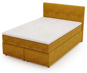 Postel s matrací a topperem SLEEP NEW hořčicová, 140x200 cm