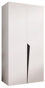 Šatní skříň PIANO 1, 100x52x202 cm | Bílá mat / černé úchyty