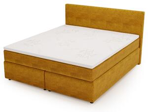Postel s matrací a topperem SLEEP NEW hořčicová, 180x200 cm