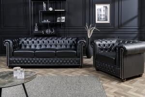 Pohovka CHESTERFIELD 3M 205 CM černá umělá kůže Nábytek | Obývací pokoj | Sedací soupravy a pohovky | Pohovky | Všechny pohovky