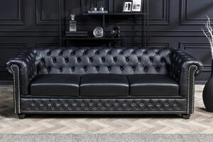 Pohovka CHESTERFIELD 3M 205 CM černá umělá kůže Nábytek | Obývací pokoj | Sedací soupravy a pohovky | Pohovky | Všechny pohovky