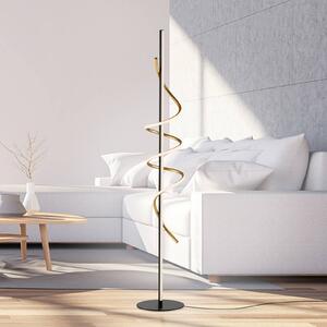 JUST LIGHT. GmbH LED stojací lampa Emanda, železo, černá mosaz, stmívatelný, Černá, Obývací pokoj / jídelna, kov, Moderní