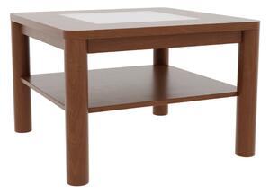 Konferenční stolek PEDRO sklo Rozměr: 90 x 90 cm, Odstín trend: B3/4 ořech