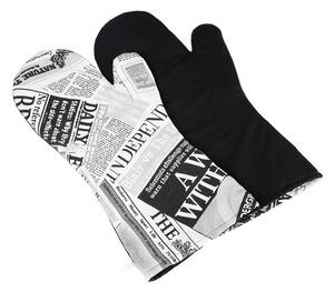 Grilovací rukavice 2ks - 22x46 cm noviny černé/černá