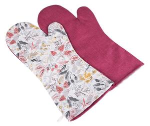 Grilovací rukavice 2ks - 22x46 cm podzim/bordo