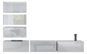 Obývací stěna BOX 4, bílá/bílá lesk