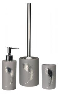 Koupelnový keramický set PIUME šedá Mybesthome název: toaletní štětka