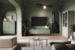 TV stolek Sonatia 200 cm se dvěmi ukrytými zásuvkami - olivová