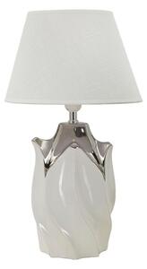 Bílá/ve stříbrné barvě keramická stolní lampa s textilním stínidlem (výška 51 cm) Shiney – Mauro Ferretti