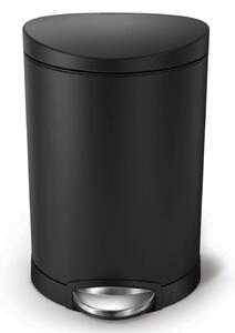 Pedálový odpadkový koš Simplehuman – 6 l, půlkulatý,matná černá ocel,plast