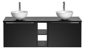 Koupelnová skříňka s umyvadlem a deskou SANTA FE Black DU140/1 | 140 cm