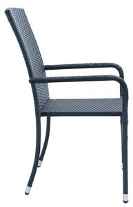 Polyratanové zahradní židle Yoro Set 2 stohovatelné s područkami - černá mramorovaná