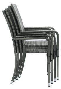 Polyratanové zahradní židle Yoro s područkami 4ks set šedá melírovaná