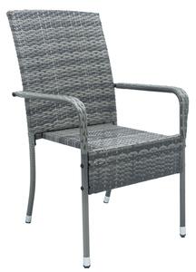 Polyratanové zahradní židle Yoro s područkami 4ks set šedá melírovaná