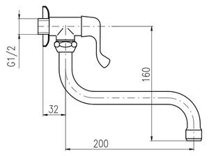 EBS Umyvadlový ventil s otočným ramenem 20 cm, chrom