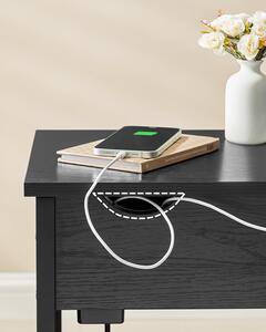 SONGMICS Odkládací stolek Vasagle Laurin s USB porty černý