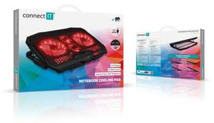 CONNECT IT CCP-2200-RD-Chladící podložka pro noteb. 4x vent. 2xUSB černá/červená