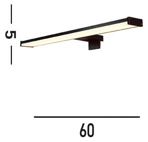 Kos LED zrcadlové světlo, šířka 60 cm, černý hliník IP44