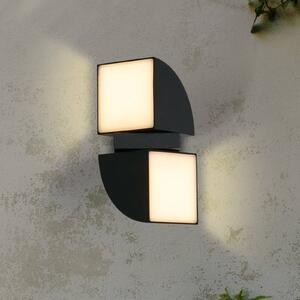 Venkovní nástěnné svítidlo Dakota LED, černé, výška 21 cm, provedení se 2 světly