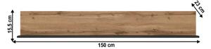 Polička 150 cm Leticia (dub wotan + černá). 1053017