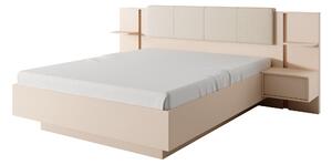 Manželská postel 160 cm s nočními stolky Danton K (s úložným prostorem) (bez matrace a roštu) (béžová)