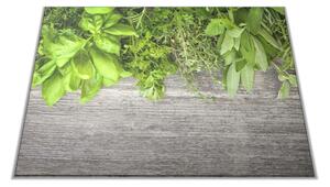 Skleněné prkénko bylinky na šedém dřevě - 30x20cm