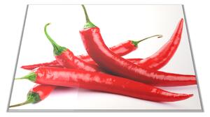 Skleněné prkénko červené papričky chilli - 30x20cm